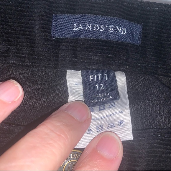 Lands End Corduroy Pants Womens 12 Fit 1 Black Soft Slim Ankle Legs Pockets - Picture 6 of 7